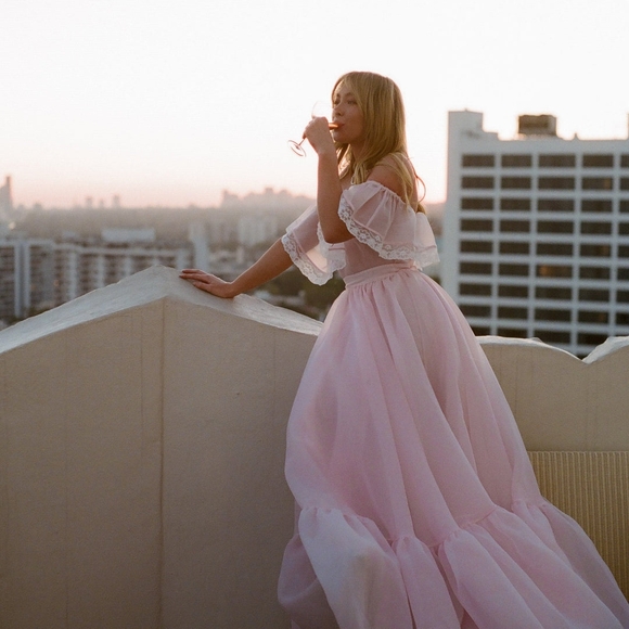 Elegant Pink Off-Shoulder Gown